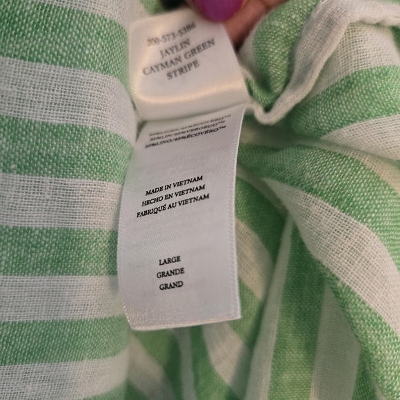 RAILS Jaylin Button Down Linen Blend Long Sleeve in Cayman Green Stripe - Picture 13 of 14